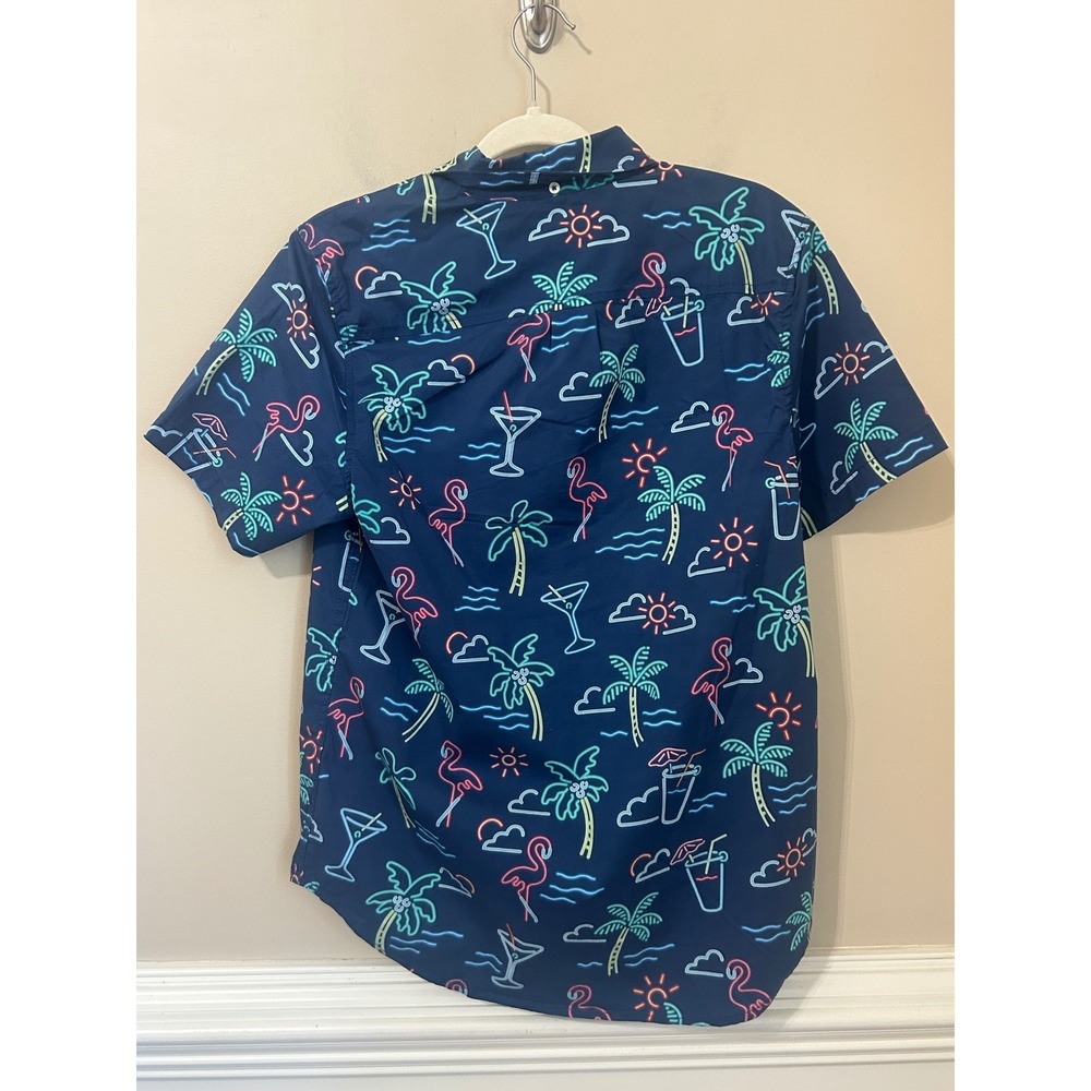 Chubbies The One Man Wolf Pack Friday Shirt Navy Neon Tropical Vacation Size S - Picture 2 of 8